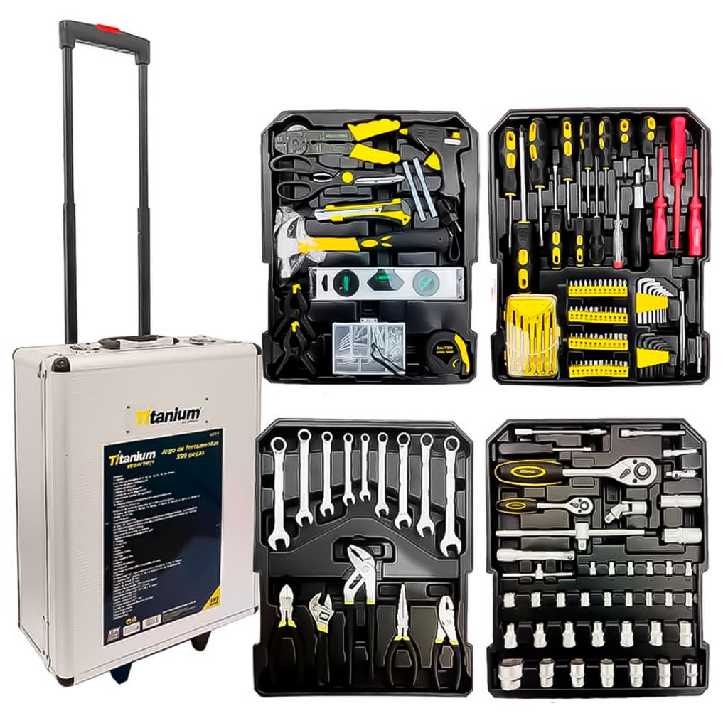 Kit Jogo De Ferramentas 599 Peças Completo  Para Serviços Gerais 05731 TITANIUM Profissional