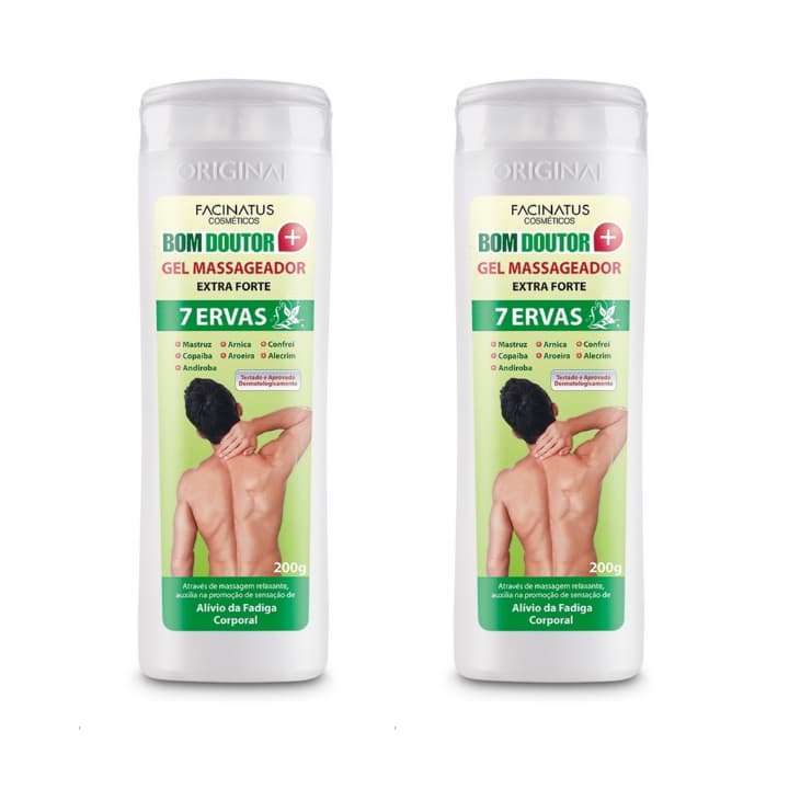 Kit Gel Massageador 7 Ervas Mentol Facinatus, Creme Massageador