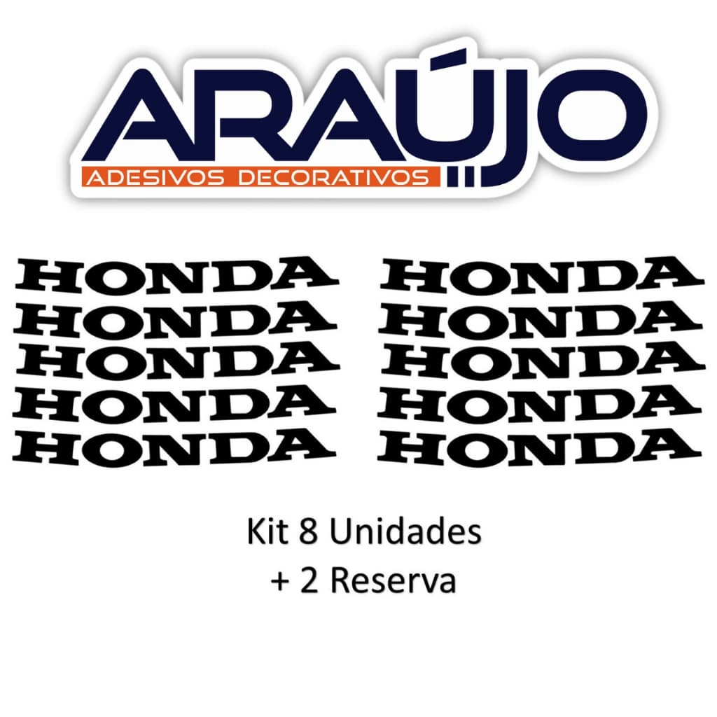 Kit 8 Adesivos Honda Escrita Aro Moto Rodas, 8 Adesivos Honda Logo Roda Moto Personalizado