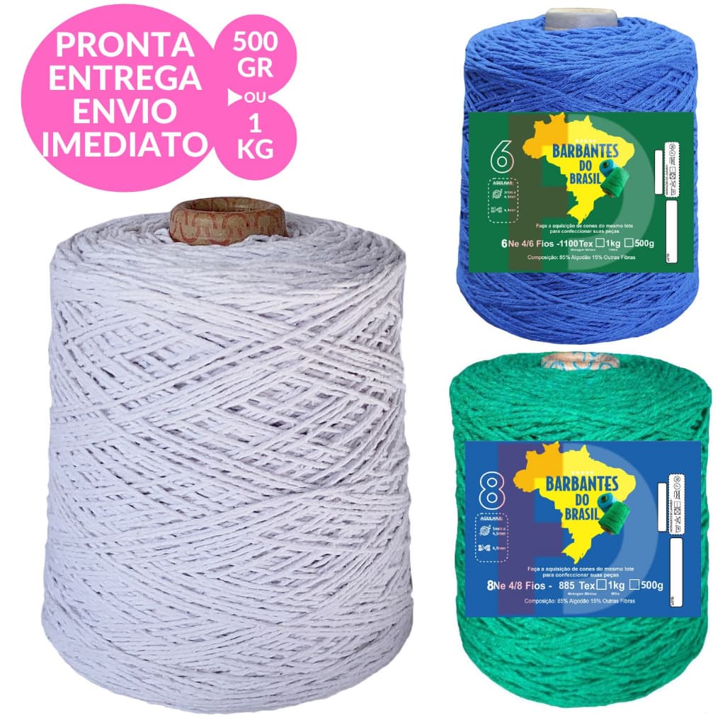 Barbantes Para Crochê ou Tricô 500Gr ou 1Kg Nº 6 ou 8 Fabricação Própria / Tapetes e Artesanatos / Linha Muito Macia / Não Mancha e Não Desbota