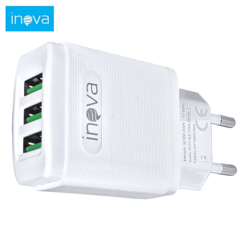 Carregador 3 Usb Turbo Rápida Fonte Tomada Celular