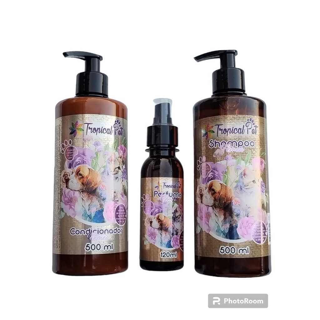 Shampoo + Condicionador + Perfume Para Cães Hidrata Pet Gatos Society 500 ml