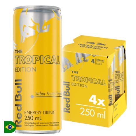 kit 4 Energético Red Bull Energy Drink - Tropical Edition 250 ml - 4 latas