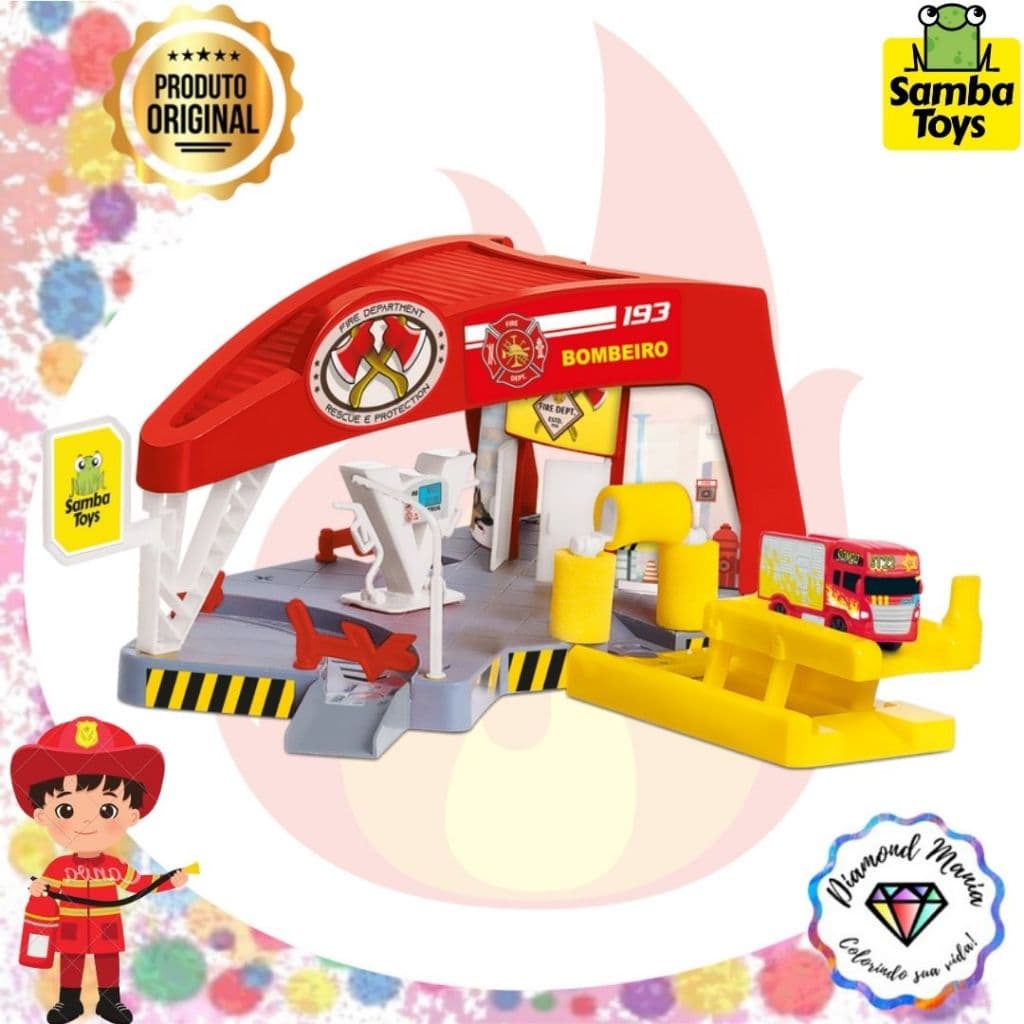 Brinquedo Estação Bombeiro Com Carrinho