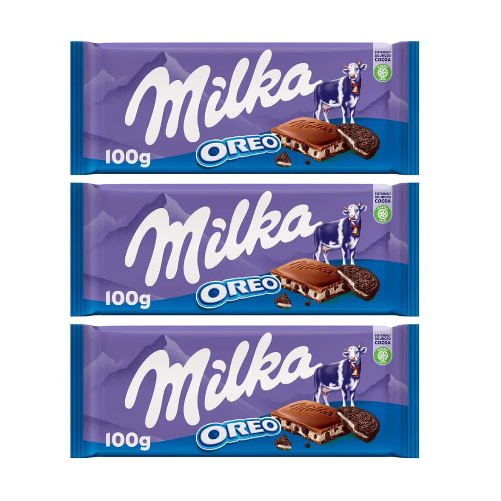 3 Chocolate Milka Oreo Baunilha Com Biscoito 100g Importado
