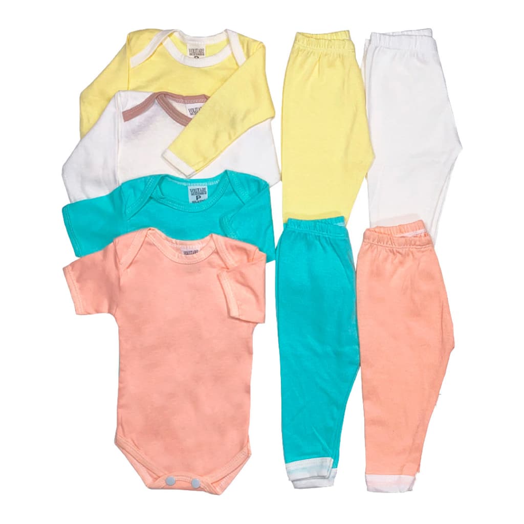 Kit 8 peças body calça menina menino unissex maternidade mijao roupa de bebê Enxoval
