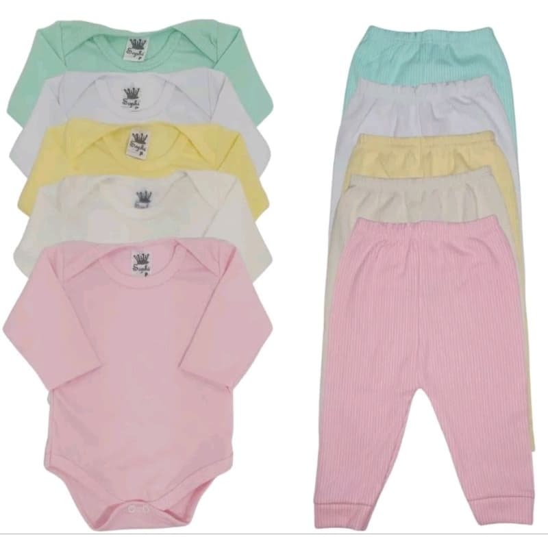kit body e calça 8 peças algodão enxoval bebê