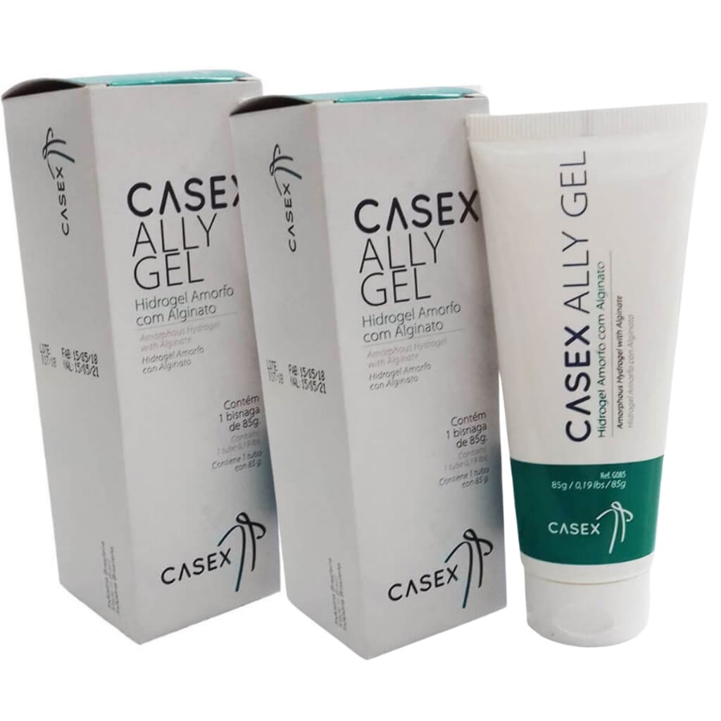 Hidrogel Com Alginato Pomada Gel Amorfo Casex 85G Kit C/2 Unidades