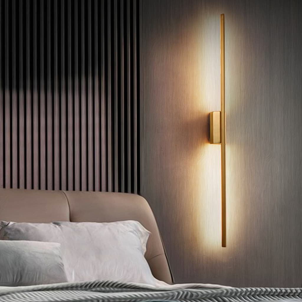 Arandela Luminária LED Linear 1m Dourada 10W 3000K Bivolt Parede Moderna Não Recarregável