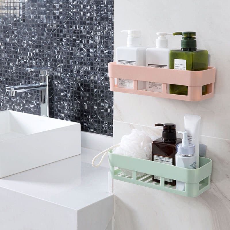 Kit 2 Suporte para Shampoo com Adesivo Porta Sabonete Prateleira Organizadora de Banheiro Cesto Multiuso