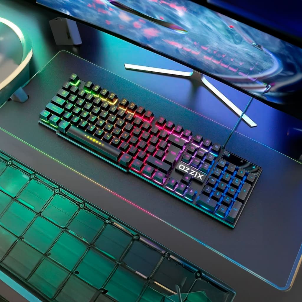 Teclado Gamer Com Led RGB Semi-Mecânico Pc Computador Qualidade Profissional Ozzix Precision