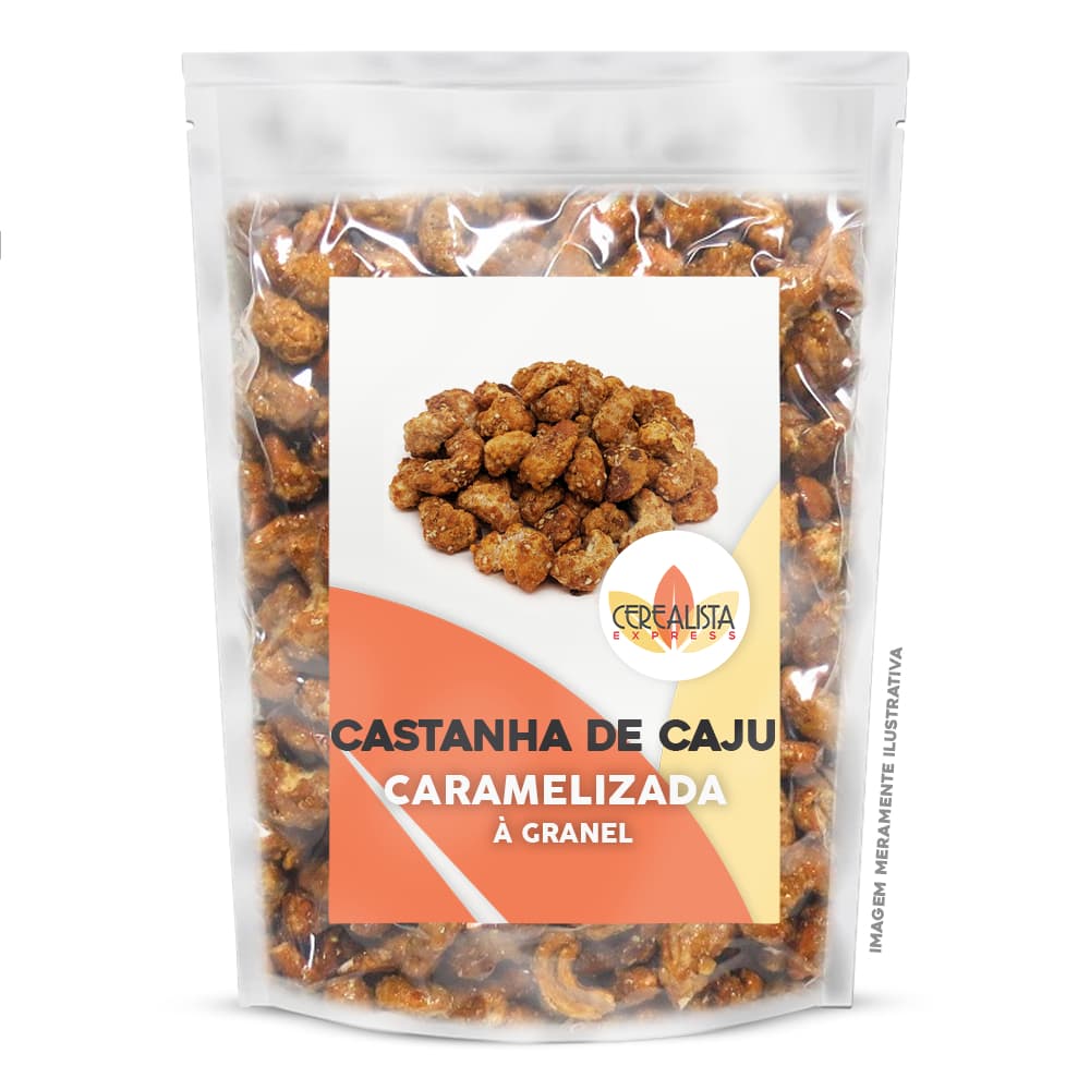 Castanha de Caju Caramelizada com Gergelim Oleaginosa Natural Snack Saudável