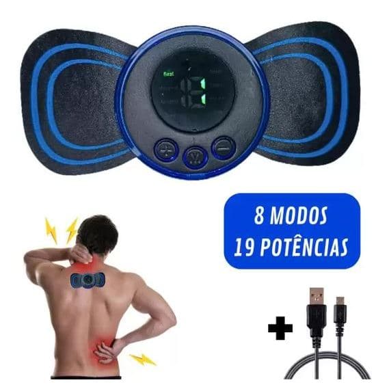 Mini Massageador Muscular Choque Portátil USB Recarregável Eletroterapia
