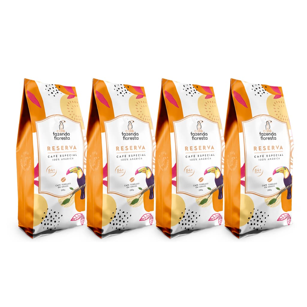 Café Fazenda Floresta - Kit Café Especial Reserva Torrado em Grãos - 4 Pacotes De 250g