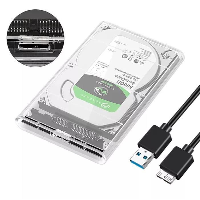 Case Externo HD SSD USB 3.0 SataIII 2,5" Transparente