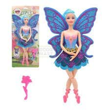 Boneca Bailarina Com Asas Ballet Articulada 30cm Cabelo Rosa/Azul/Roxa
