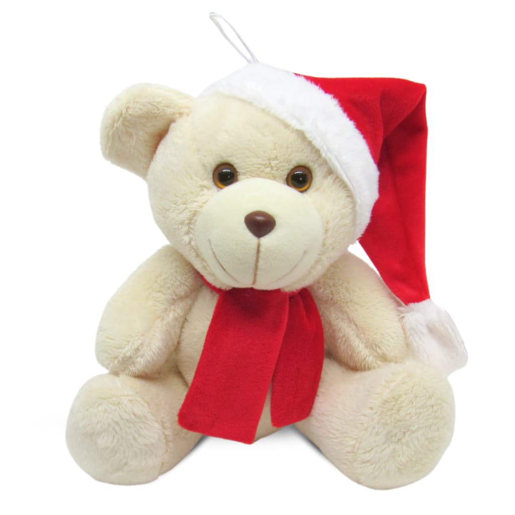 Urso de Pelúcia Articulado Decoração de Natal 20cm Sentado Noel