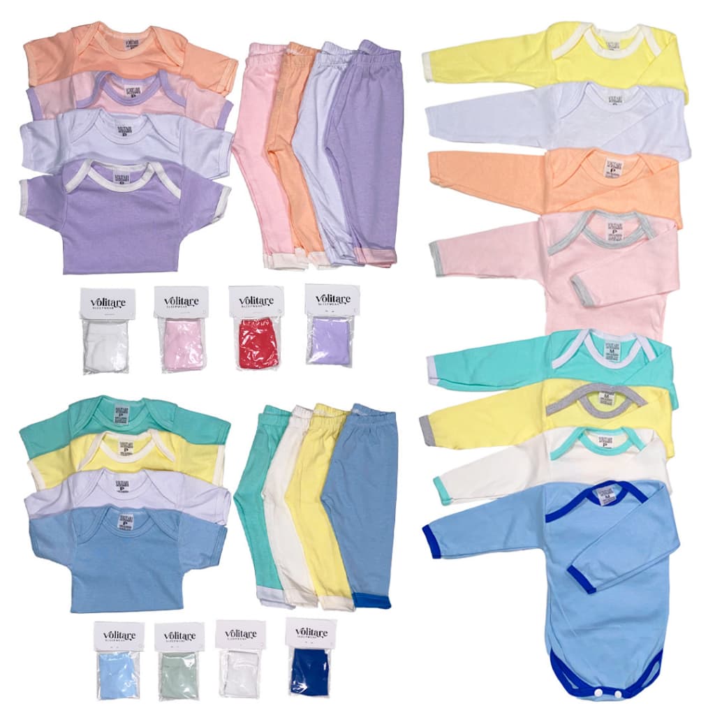 Kit 25 peças Body Liso Bebê + Calça + Meias Maternidade Bebê Enxoval