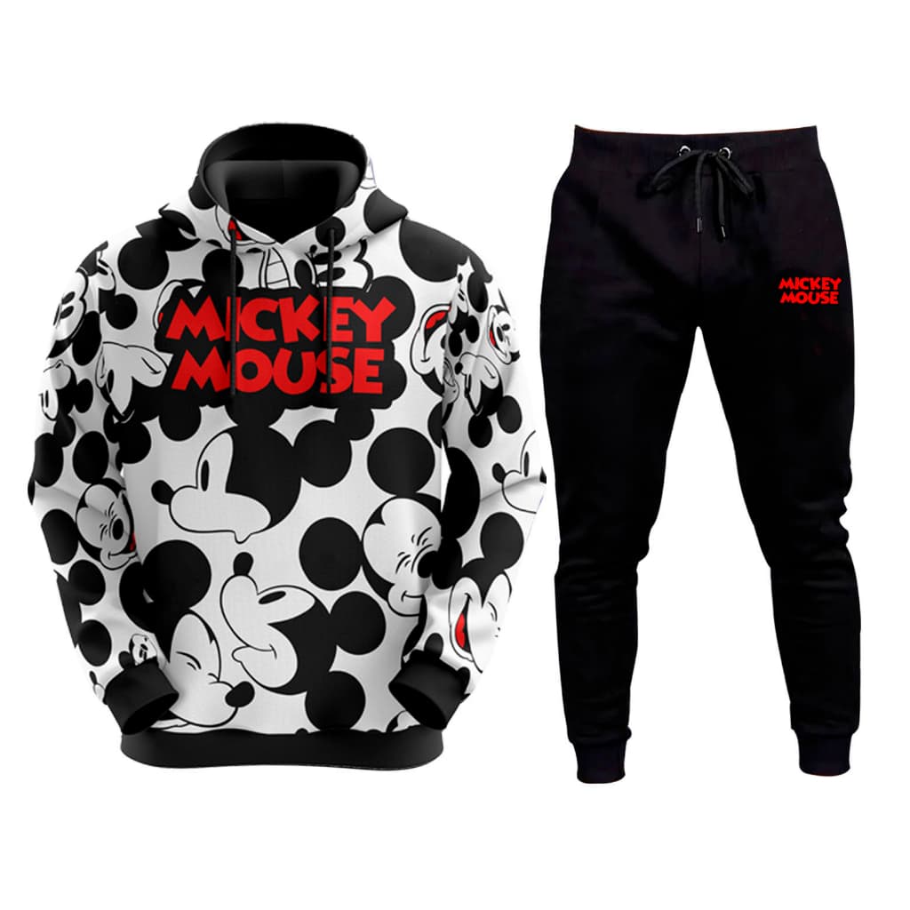 Kit Conjunto Blusa De Moletom E Calça Mickey Mouse E Minnie Unissex Adulto E Infantil Escolha Modelo