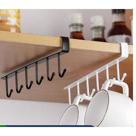 Porta Xícara Suporte Organizador Armário Cozinha Suporte P/ Cozinha Porta Talheres Xícaras 6 Ganchos Multiuso