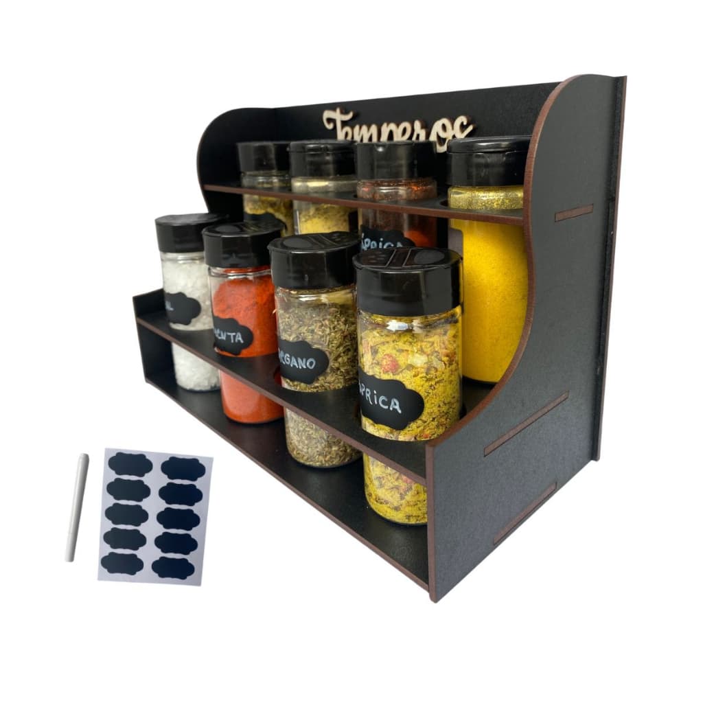 Porta Temperos 8 Potes Mesa Parede em Mdf Pintado Pote tempero Condimentos Mandimentos