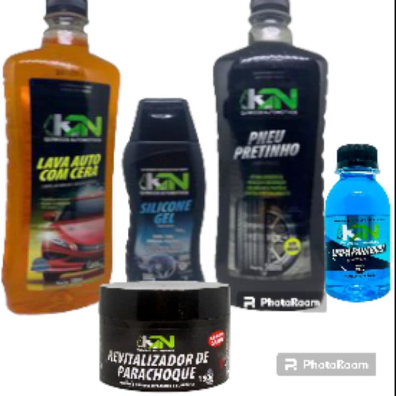 KIT LIMPEZA CARRO SHAMPOO PRETINHO SILICONE PARABRISA PARA-CHOQUE