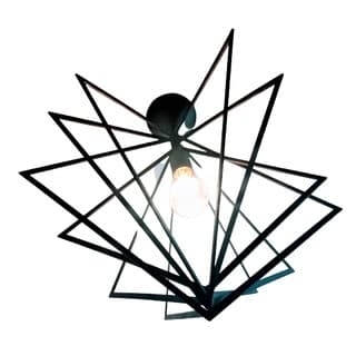 Luminária, Pendente, Diamante, E27 Bivolt,  Altura da Luminaria 50cm Cabo com 1mt Preto Com 1 Lâmpada Led 9w 6500k
