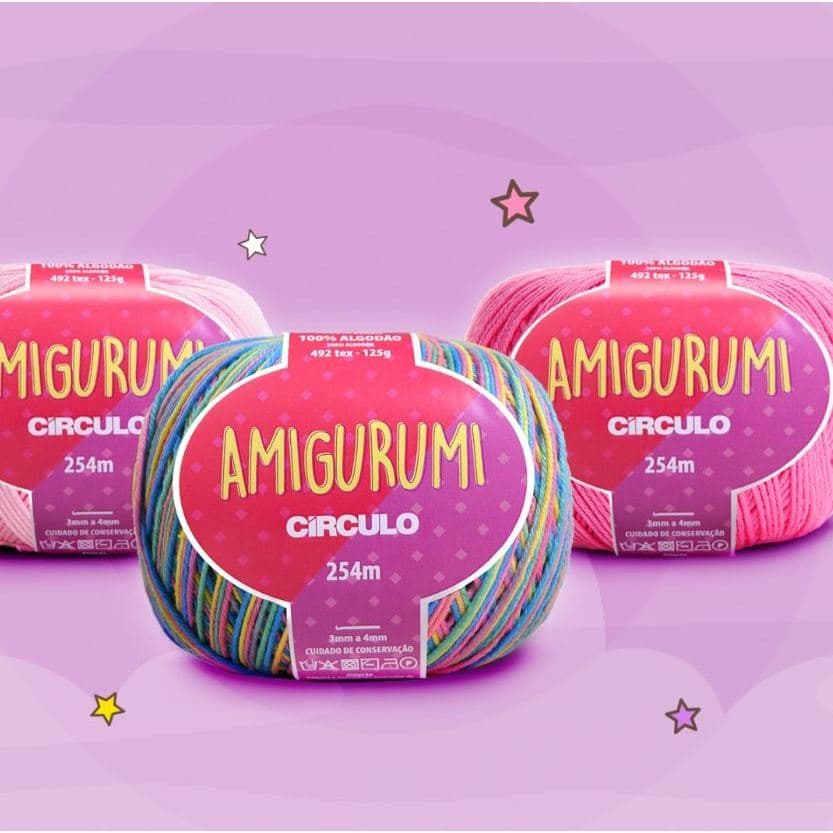 Kit Fio Amigurumi com 18 unidades - 254 metros - 125 gramas - Círculo - Tricô e Crochê
