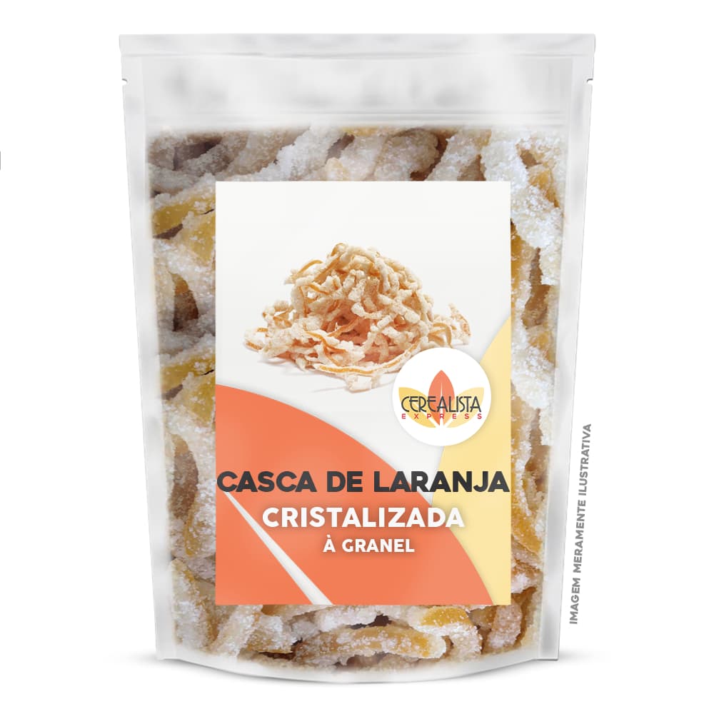 Casquinha de Laranja Cristalizada a Granel Fruta Desidratada Snack Saudável