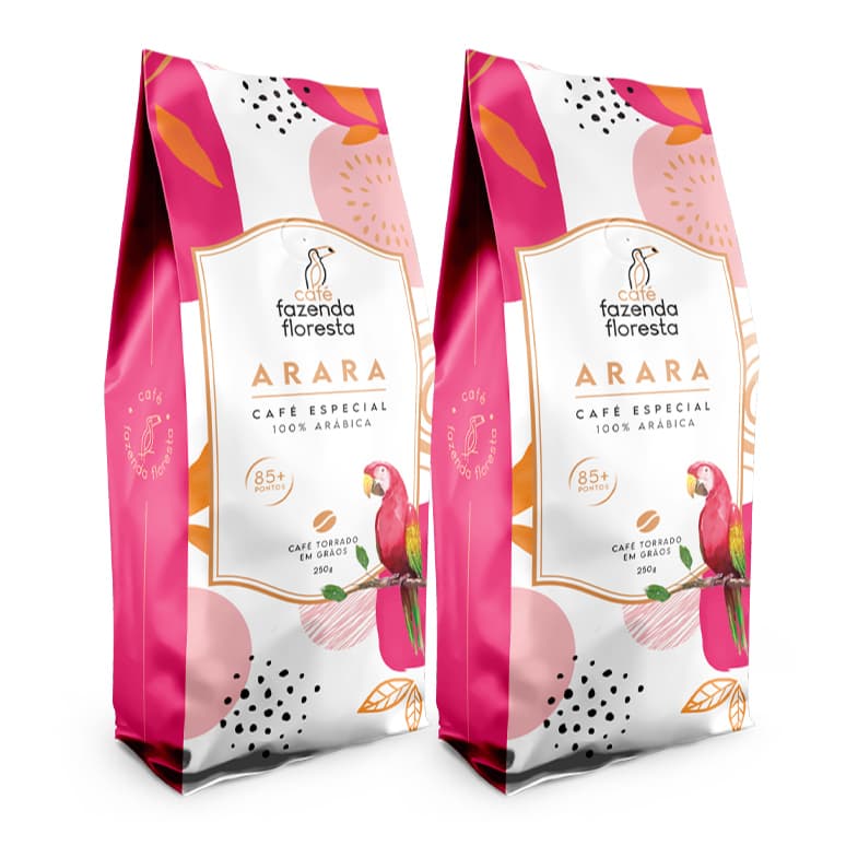 Café Fazenda Floresta - Kit Café Especial Arara Torrado em Grãos - 2 Pacotes De 250g