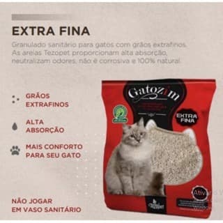 Areia Sanitária Higiênica Gatozim Extra Fina 4kg