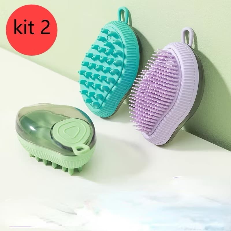 Escova de silicone porta shampoo para banho/ massagem para animais de estimação