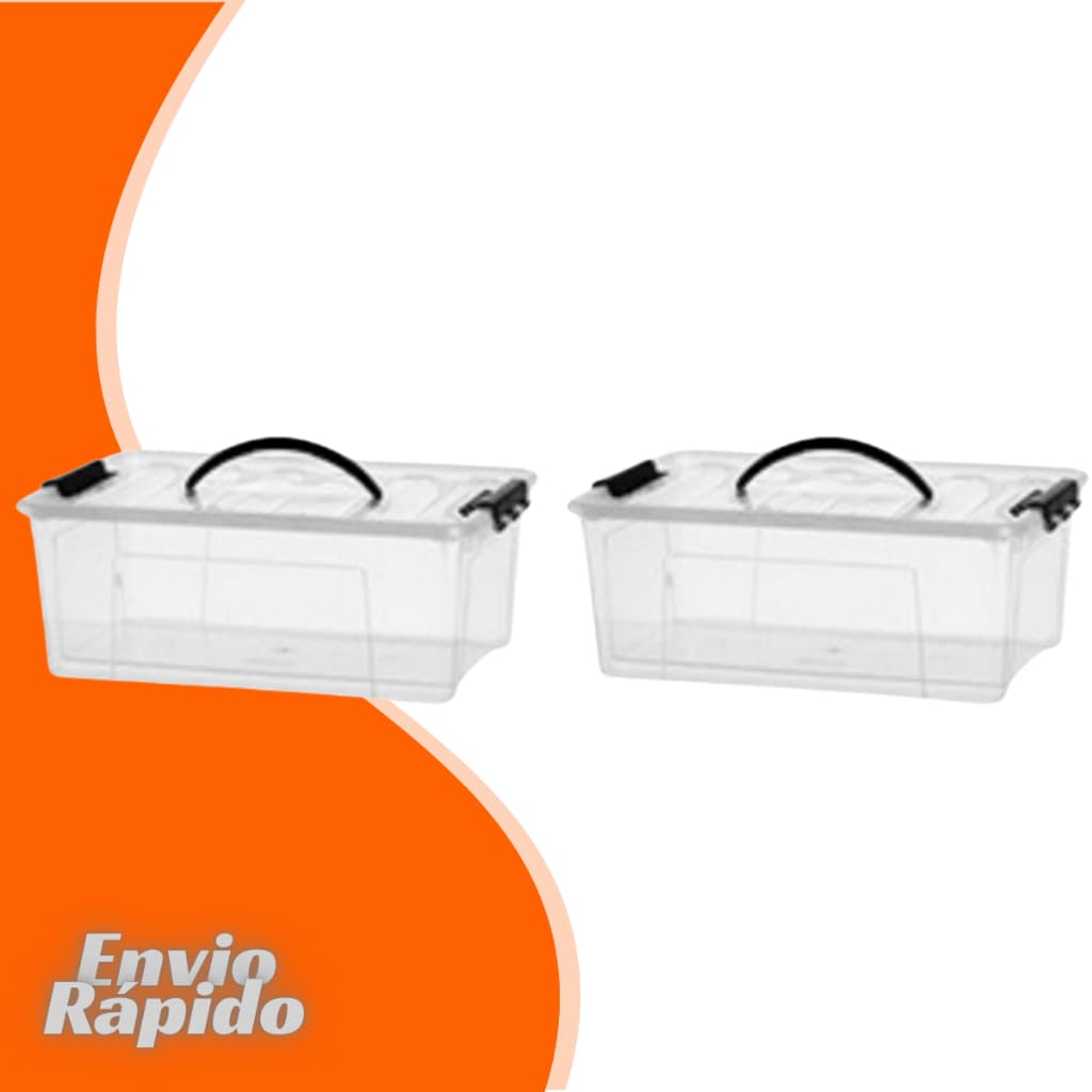 Kit 2 X Caixa Container Transparente 7,3 Litros Cesto Plástico Multiuso Organizador Maleta Ferramentas Banheiro Cozinha