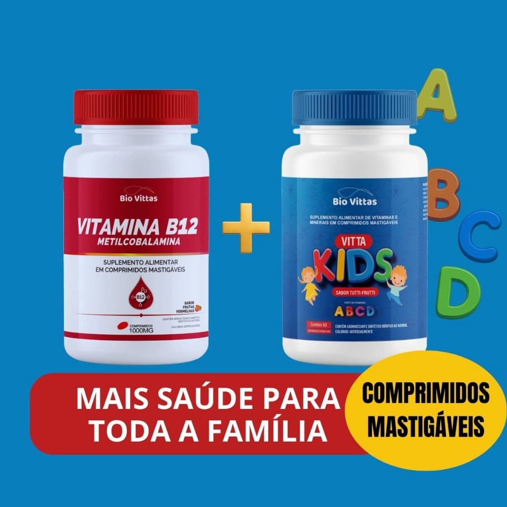 Vitamina B12 Metilcobalamina + Vitaminas Infantil A B C D - Criança e Adultos - Suplemento
