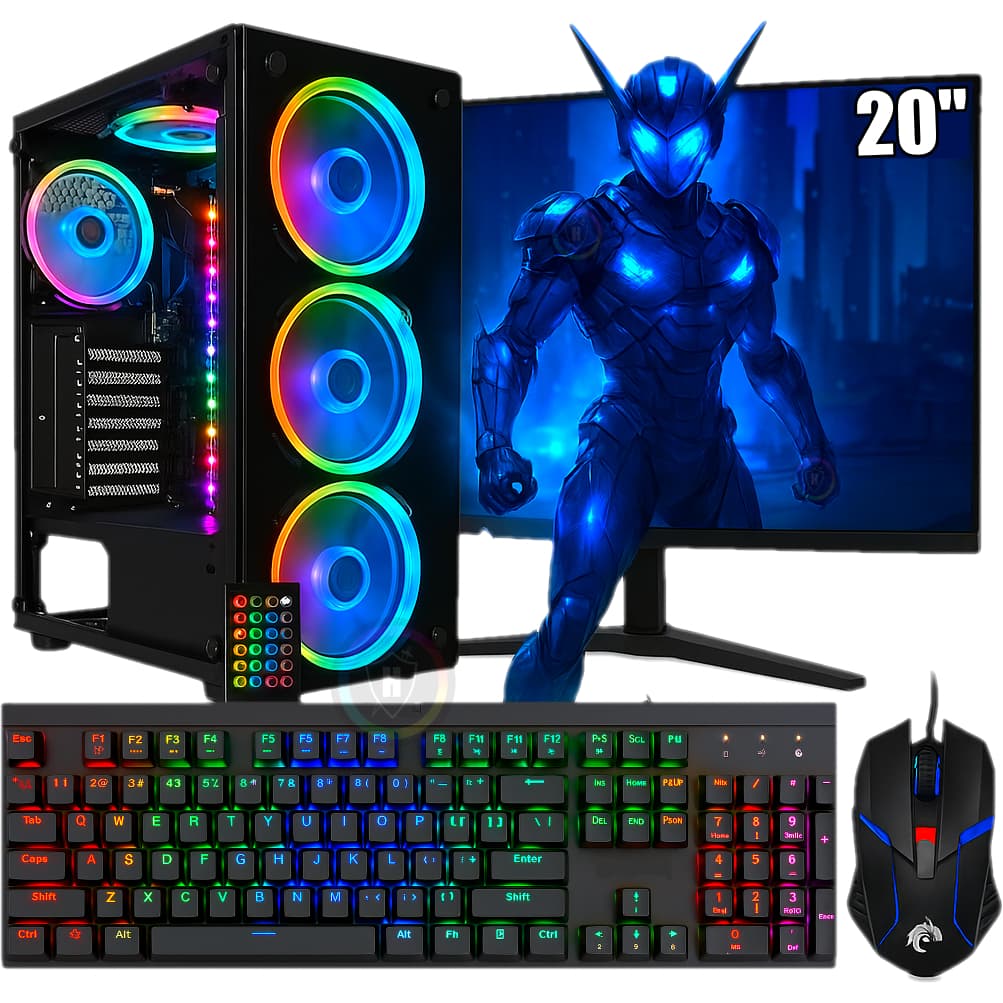 Cpu Computador PC Gamer Completo Amd Ryzen 7 / Placa Video Rx 580 8GB / 32GB Ddr4 / SSD 480GB / Monitor 20" 75Hz