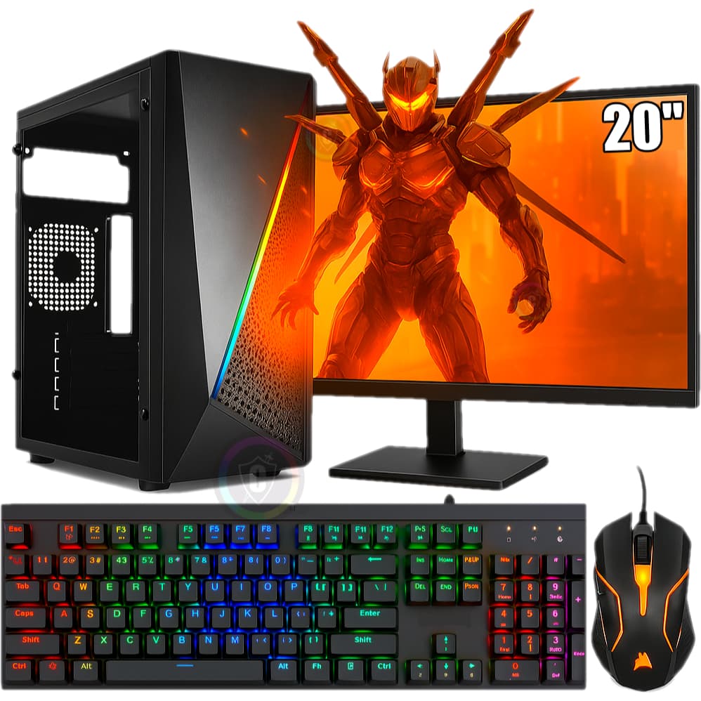 Pc Gamer Completo Intel Core I7 / Placa Video GeForce 4Gb / 16gb Ram / Ssd 480gb / Monitor 20" 75Hz