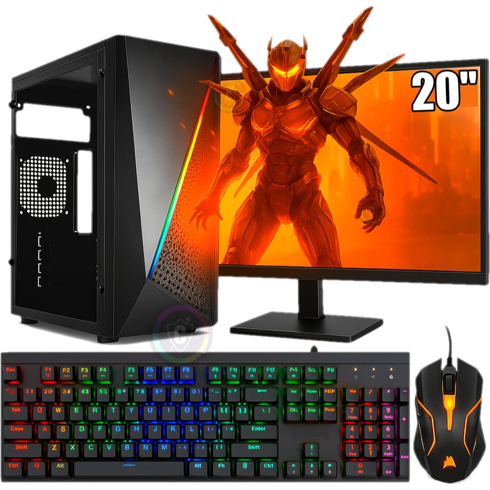 Pc Gamer Completo Amd Ryzen 7 / Placa Video GeForce 4gb / Ssd 480gb / 32gb Ddr4 / Monitor 20" 75Hz