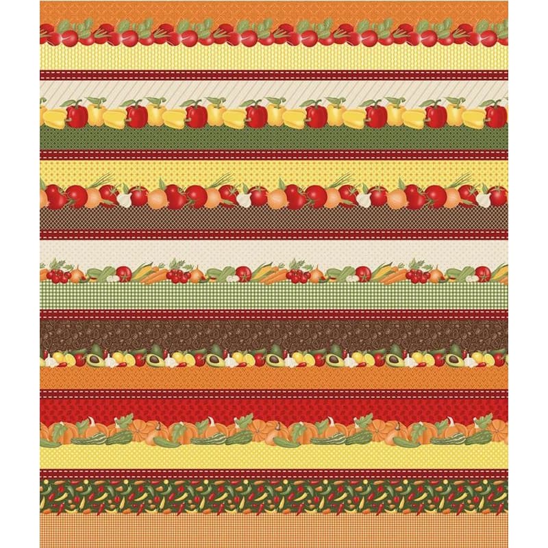 Tecido Estampado para Patchwork - Barrados Duplos: Duo Legumes (0,50x1,40)