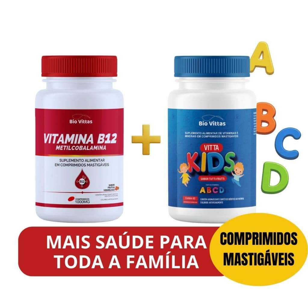 Vitamina B12 + Vitamina Infantil Mastigável | Metilcobalamina - Bio Vittas