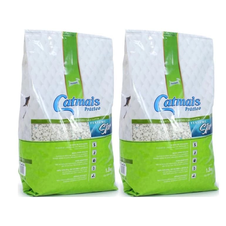 Kit C/ 2 Areias Sanitárias Granulado Prático Catmais 1,8kg