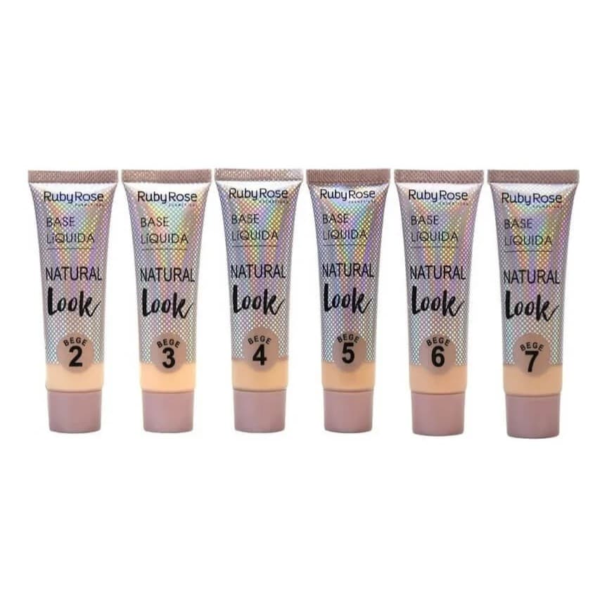Base Líquida Natural Look - Ruby Rose 29ML BEGE TONS 2, 3, 4, 5, 6 E 7