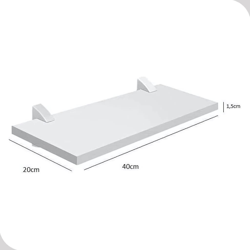 Prateleira Parede Branca 40x20x1,5cm Suporte Branco