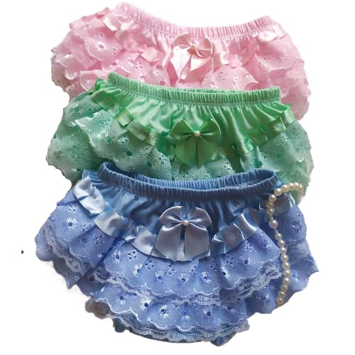 Calcinha Bunda Rica Tapa Fraldas infantil Luxo Kit com 10