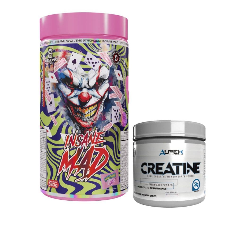 Kit Pré Treino Insane Mad 350g Demons Lab + Creatina 150g Alpex