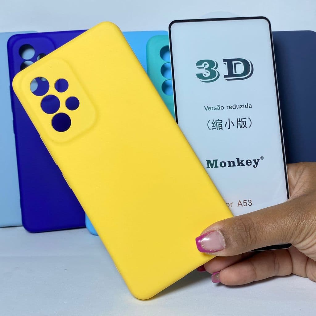 Capa A53 + Película 3D Kit Samsung Capinha Case Protetora Celular Silicone