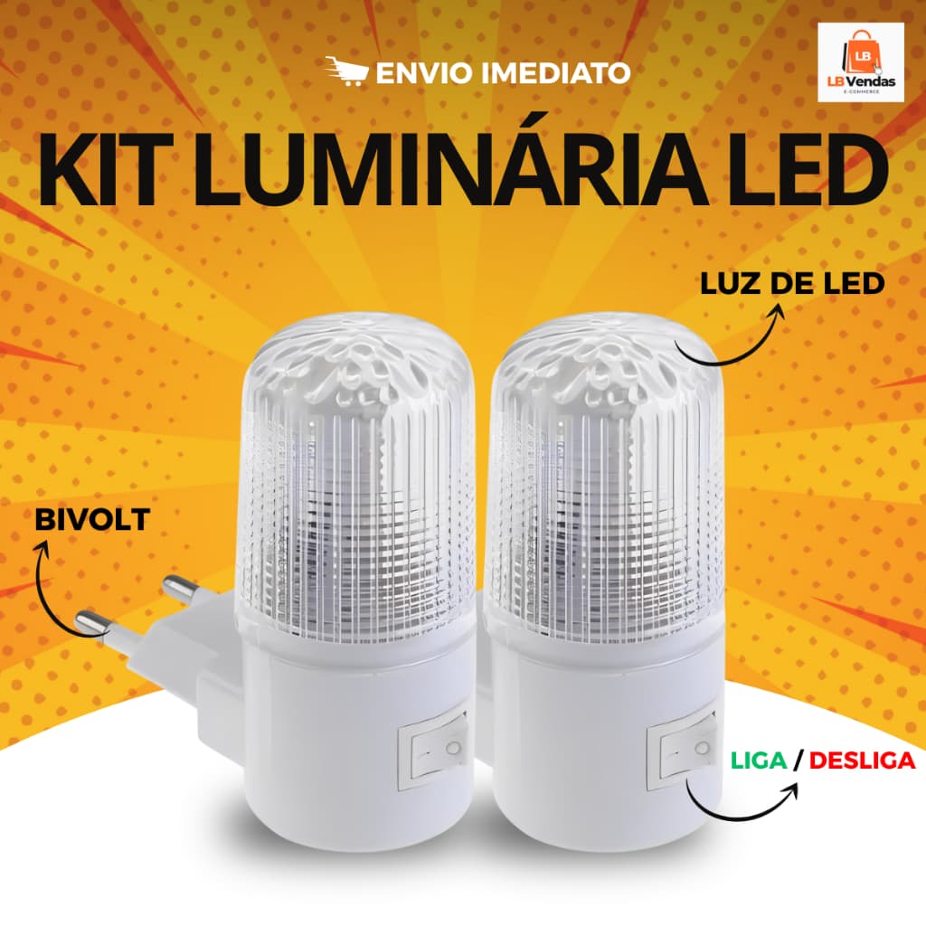 Luminária Abajur Kit ou Unidade LED de Tomada Bivolt | Noturno Quarto Infantil Escritório Luz Suave Econômica
