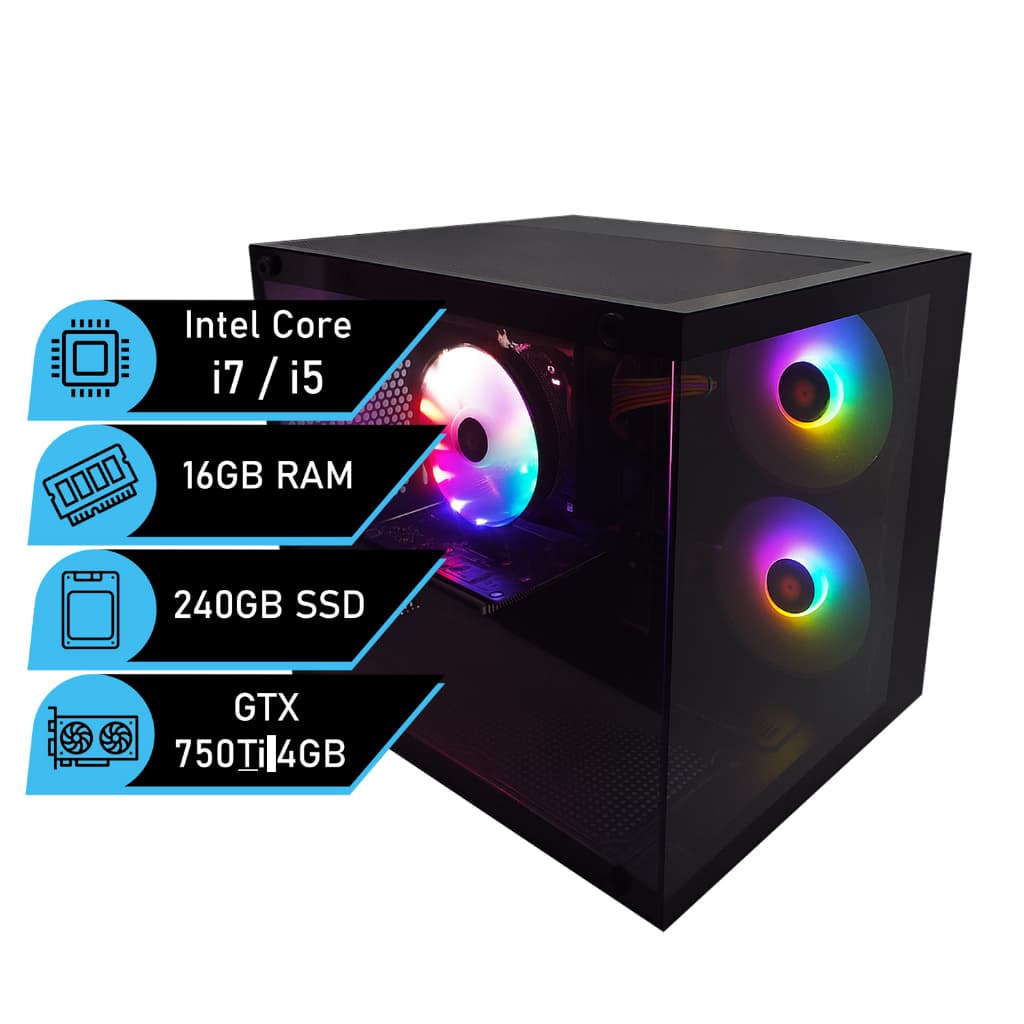 Computador Gamer Intel Core i5 6ª á 11ª Geração - GTX 750 TI 4GB - 16GB RAM DDR4 - SSD 240 GB