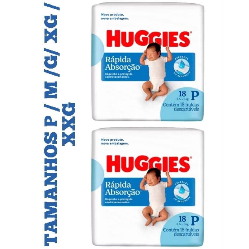 Fralda Huggies  2 Pacotes P / M / G / XG/ XXG Tripla Proteção