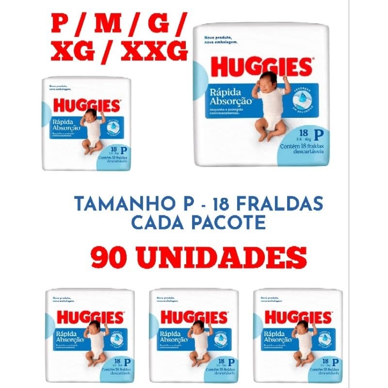 Kit 5 Pacotes de Fralda Huggies Tripla Proteção Promoção todos os Tamanhos
