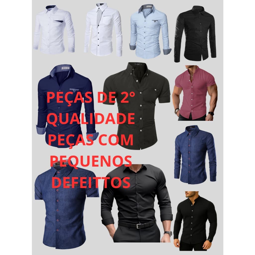 Camisa Social Slim Fit  lisa MangaLonga e Curta de Segunda Qualidade --" Sem Opção de Cores e Modelo" Apenas o Tamanho